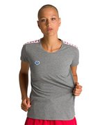 dark grey melange-white-red