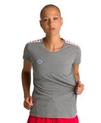 dark grey melange-white-red